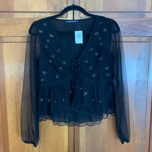 Abercrombie black sheer long sleeve! Never worn! Size medium!